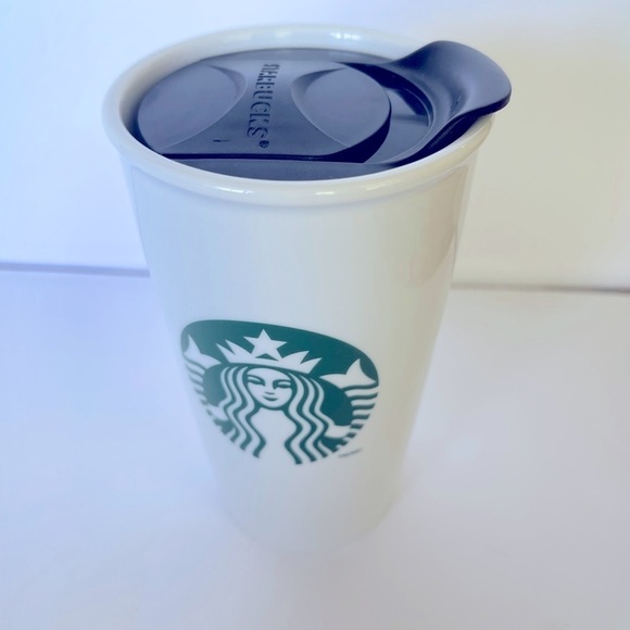 Starbucks Travel Mug Glossy White EUC 11oz - Picture 2 of 13